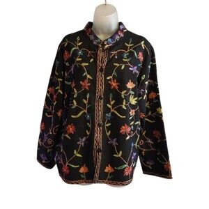 Willow Ridge Embroidered Floral Jacket Blazer Womens Large Vintage
